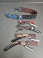 4 x cut Throat Razors with Malwa Strop