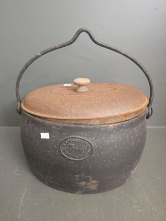 Kendrick & Sons 3gal cast iron pot with replacement tin lid