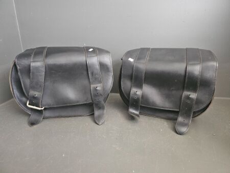 Pair Kazz Mazz Leatherz Black Leather Saddle Bags