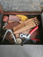 R.M. Williams (tin/perspex) leather repair case with contents - 2