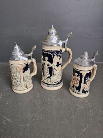 3 X German Beer Steins