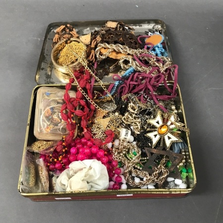 Tin of Costume Jewellery