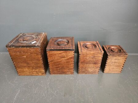 Wooden graduated nesting boxes - made by returned soldiers as part of rehabilitation