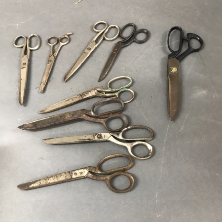 Collection of 9 Pairs of Vintage Scissors inc. Dressmakers