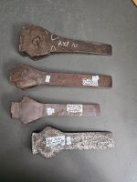 4x forged mortising axe heads - 1 marked Robert Sorby - 4