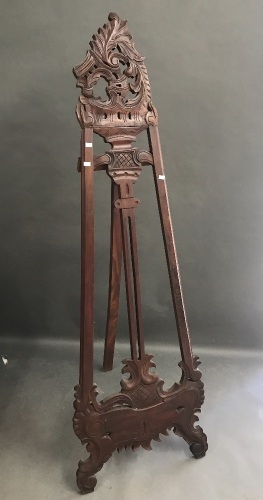 Carved Mahogany Easel - As Is - Clamp Missing