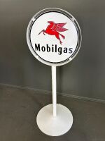 Mobilgas double-sided driveway sign on mount