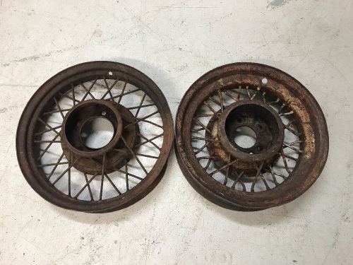 2 Antique Spoked Car Wheels