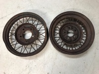 2 Antique Spoked Car Wheels - 2