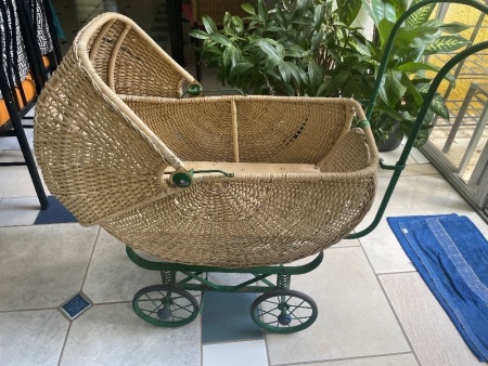 Vintage wicker and steel pram