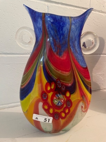 Large art glass vase 340mm tall