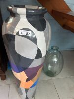 Tall ceramic coloured vase + glass vase