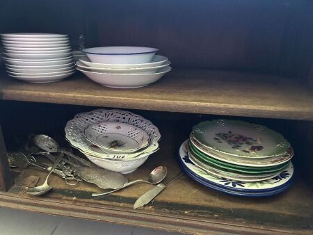 Assorted plates and cutlery - inside sideboard