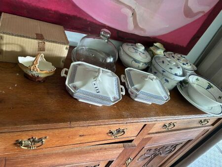 Assorted lot ceramic bowls etc - on top and inside of sideboard