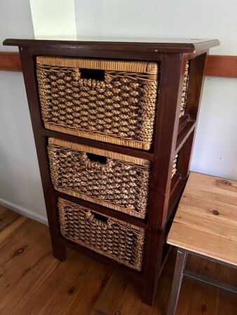 Cane/timber chest of drawers