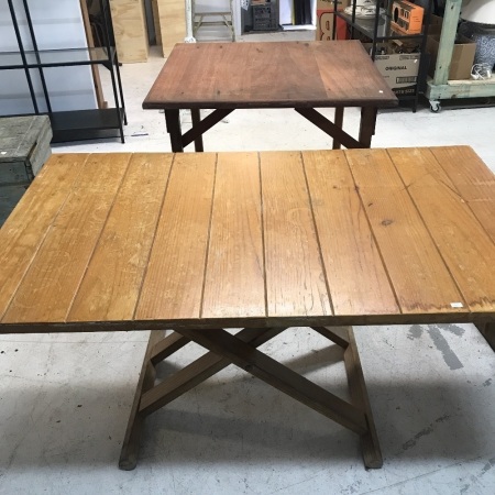 Timber Card Table with Folding Legs + Trestle Style Timber Table