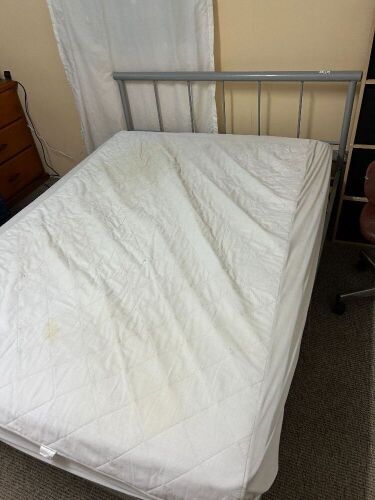 Steel double bed and mattress