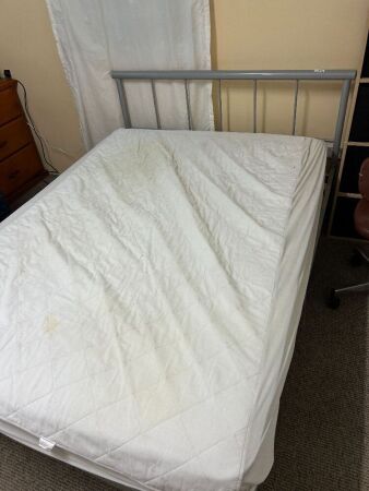 Steel double bed and mattress