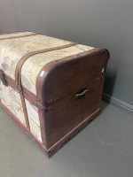 Wooden Trunk with World Map Print - 4