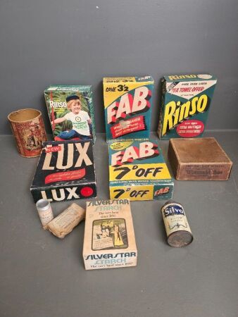 Collectable Vintage Household Product Boxes - Rinso, Lux, Silverstar, Silvo & Uncle Tobys