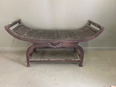 Asian Style Wooden Curved Seat