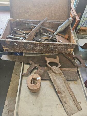 Vintage Wooden Tool Box full of Misc.Tools