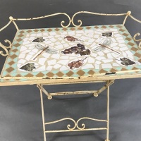 Folding Iron Framed Tray Table with Mosaic Top - 2