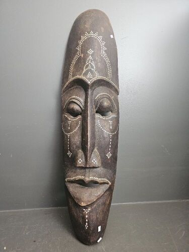 Tribal Long Timber Face Mask with Mother of Pearl Inlay