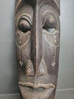 Tribal Long Timber Face Mask with Mother of Pearl Inlay - 2