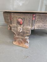 Antique Tribal Timber Low Grinding Table Base with Copper Charger Tray Top app 800 x 300 - 2