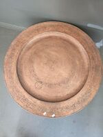 Antique Tribal Timber Low Grinding Table Base with Copper Charger Tray Top app 800 x 300 - 3