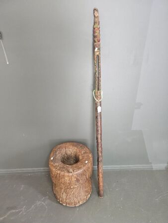 Circa 1920s Traditional Tok Tok Java Timber Grain Pounder