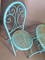 Aqua Metal Outdoor Table and Chair Setting - 2