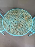 Aqua Metal Outdoor Table and Chair Setting - 3