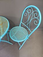 Aqua Metal Outdoor Table and Chair Setting - 4