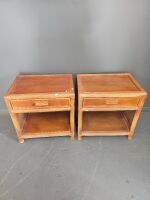 2 Cane Verander Tables with Draws & Wicker Sides