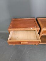 2 Cane Verander Tables with Draws & Wicker Sides - 2