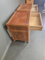 2 Cane Verander Tables with Draws & Wicker Sides - 4