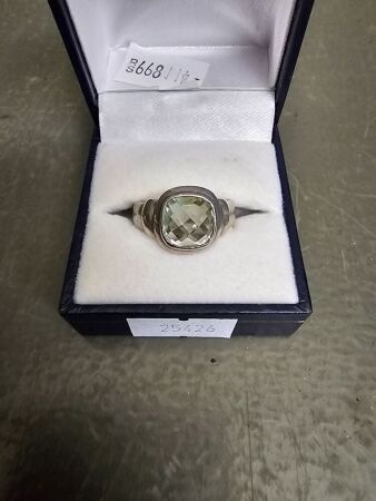 Vintage Brazillian Green Amethyst Sterling Silver Ring