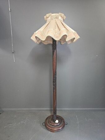 TImber Floor Lamp with Dragon Carving