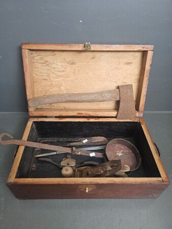 Vintage Wooden box with variety of Tools