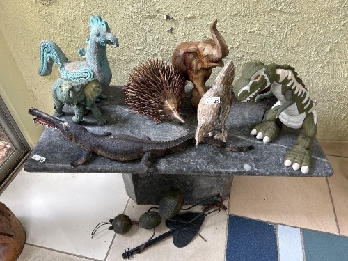 Mixed lot of tin, wooden and plastic ornaments