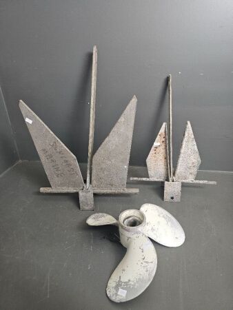 2 Boat Anchors & Propeller