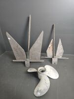 2 Boat Anchors & Propeller