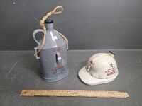 Mining Hat & FLask Unopened Australian Mining Industries Tawny Port Decanters