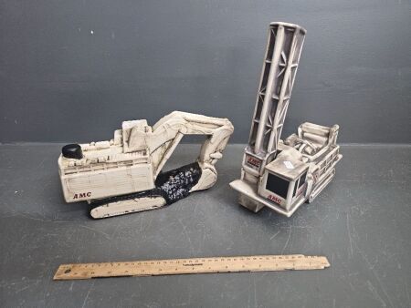 Excavator & Crane Unopened Irwin Mining Industries Tawny Port Decanters