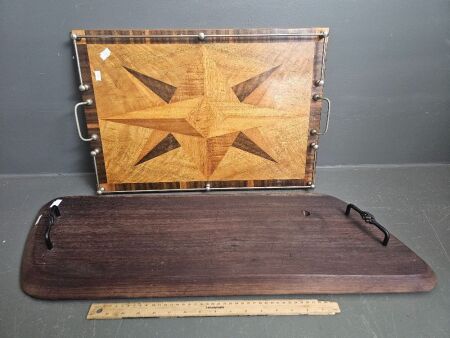 2 Timber Serving Platters with Handles