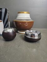 Two Retro Bakelite Ash Trays, Mid Century Villeroy & Boch Vase & Avanti Art Deco Stainless Wine Chiller - 2