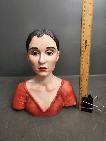 Pottery Bust of Young Lady Signed Stelzer