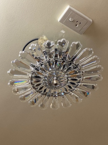 Modern Crystal / Chrome Flat Ceiling Chandelier